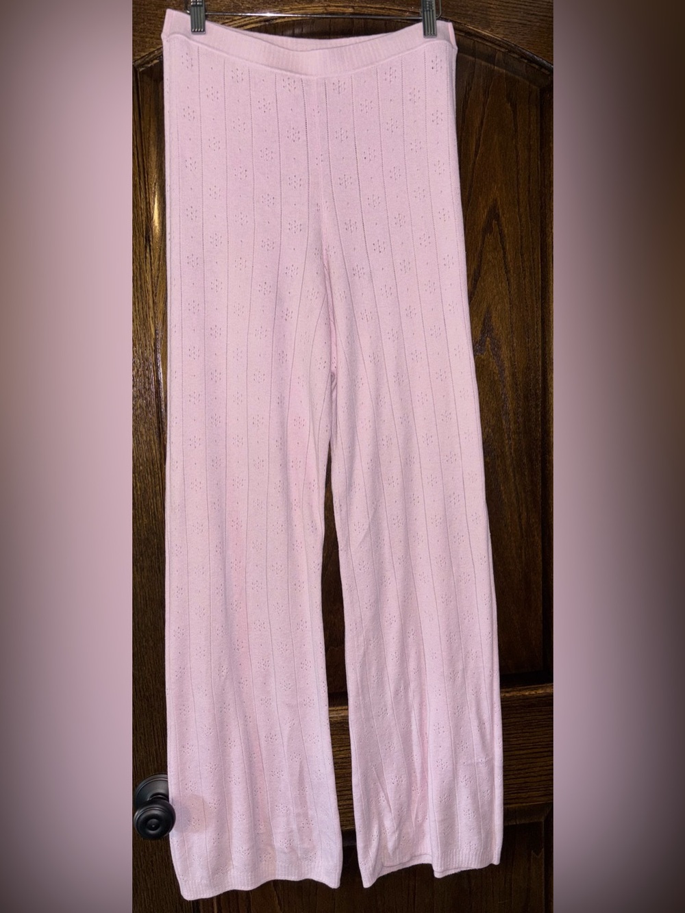 SKIMS Women’s Sweater Pointelle Lounge Straight Leg Pants Baby Pink Medium